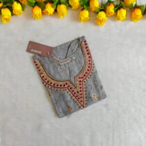GREY MAJESTY – RED & GOLDEN THREADWORK KURTI