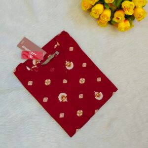 DEEP RED BASE WITH SOFT YELLOW AND WHITE FLORAL MOTIFS KURTI