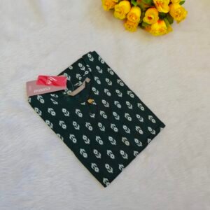 FOREST GREEN BASE WITH WHITE IKAT STYLE MOTIFS