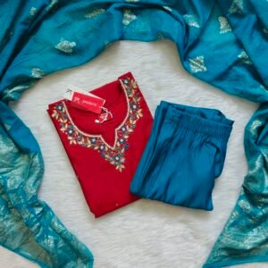 RED GEORGETTE AARI SET