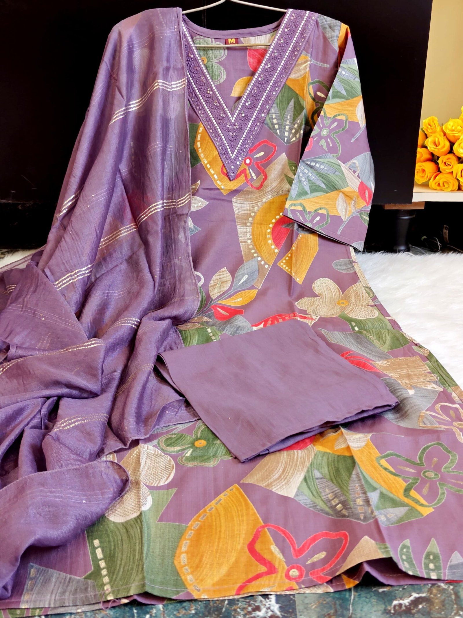 MULTI FLORA MAUVE SET