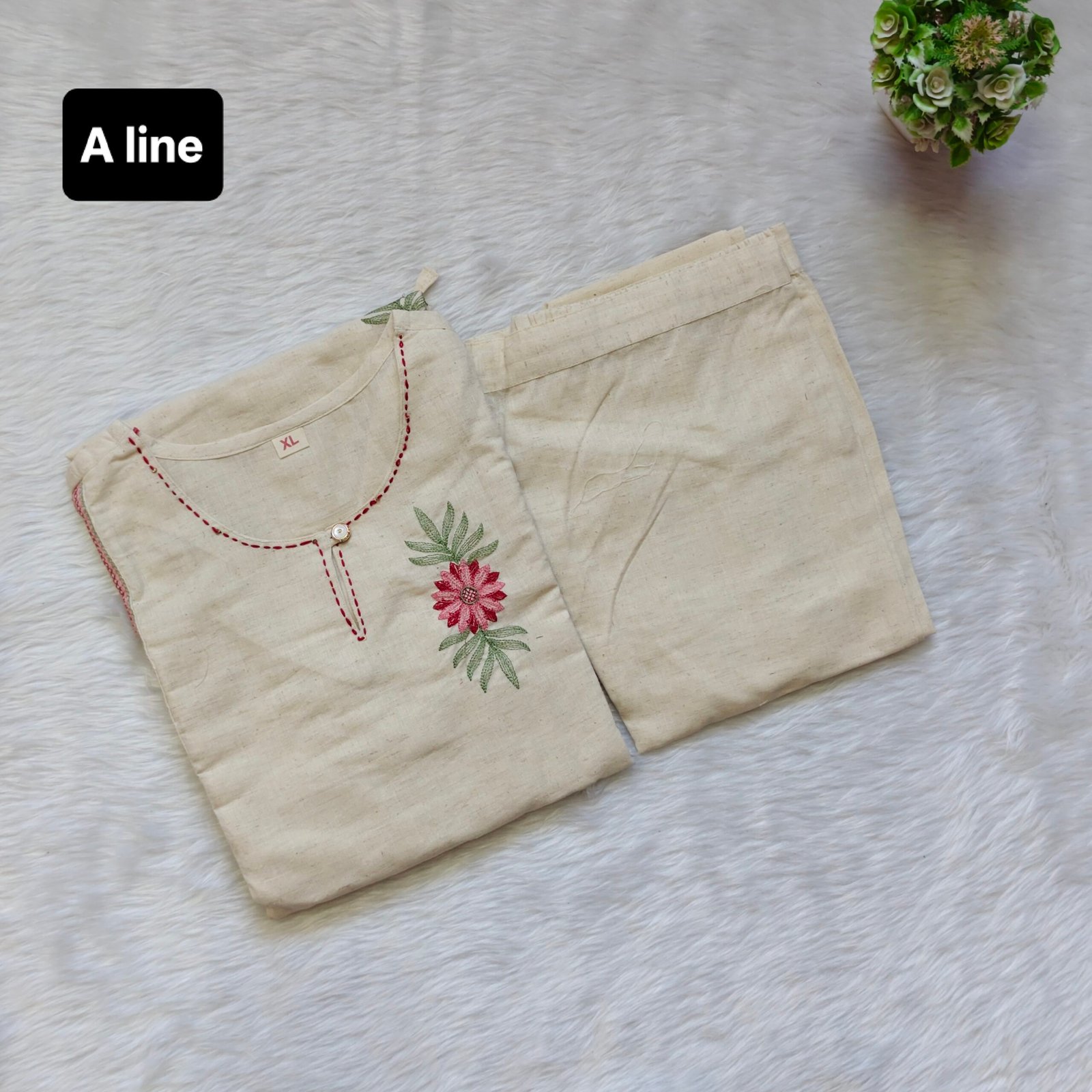 KHADI PINK FLORAL CORD SET (A-LINE)