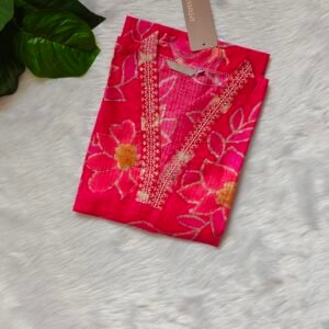 PINK LARGE FLORAL KURTI