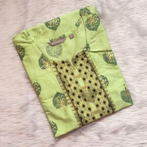 PISTA LEAF SILK KURTI
