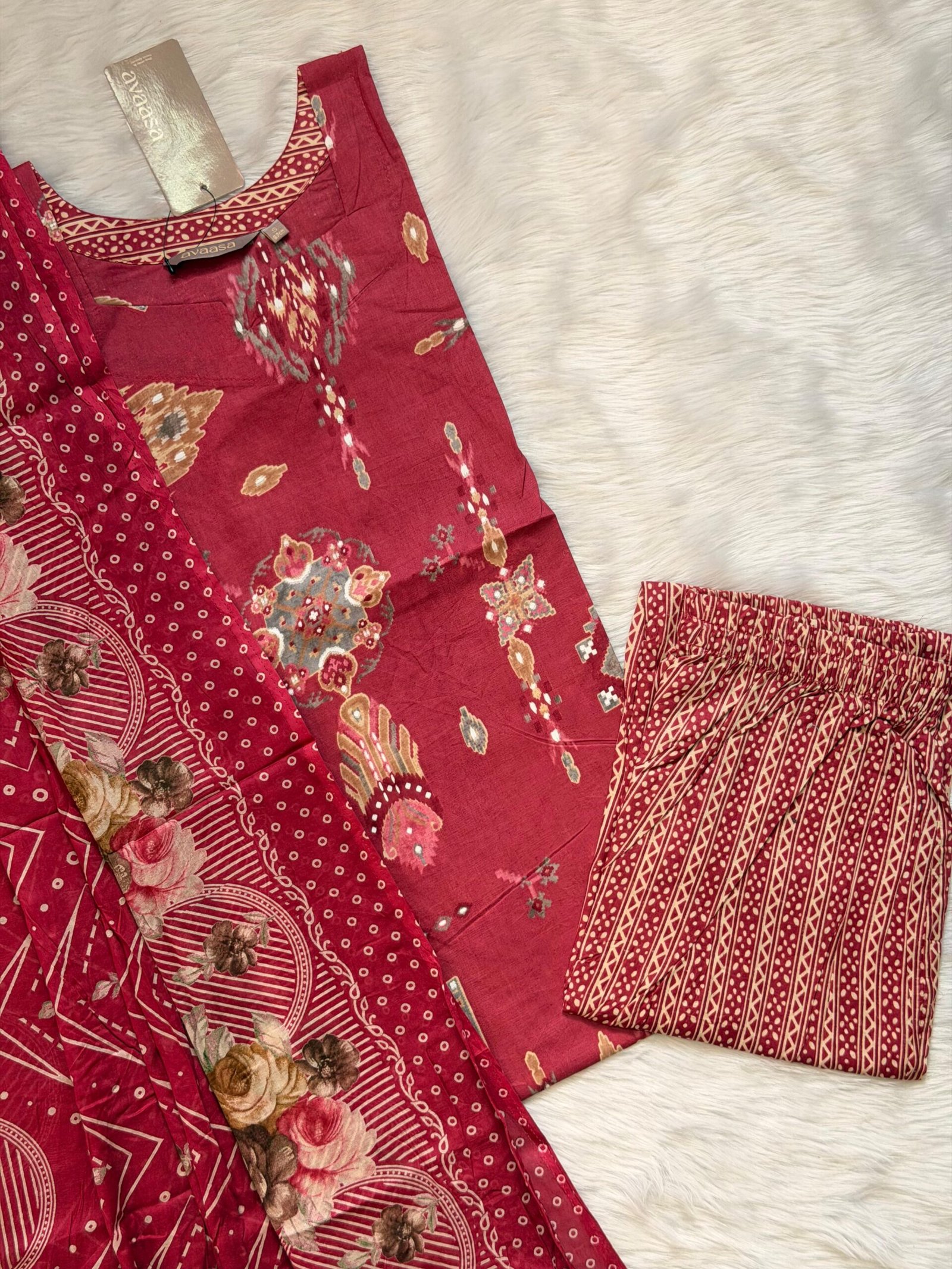 CREAM PINK COTTON SET