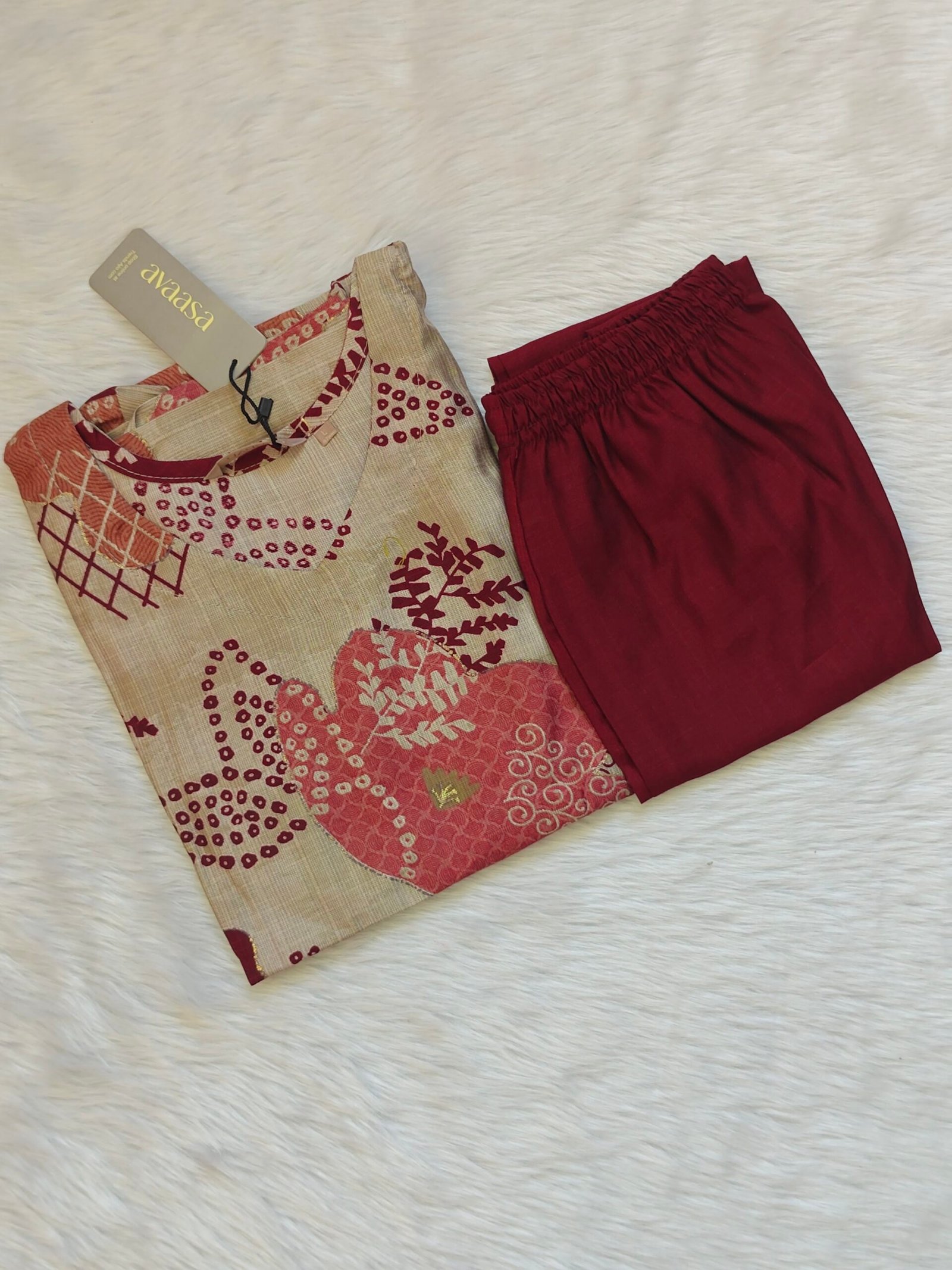 IVORY MAROON CORD