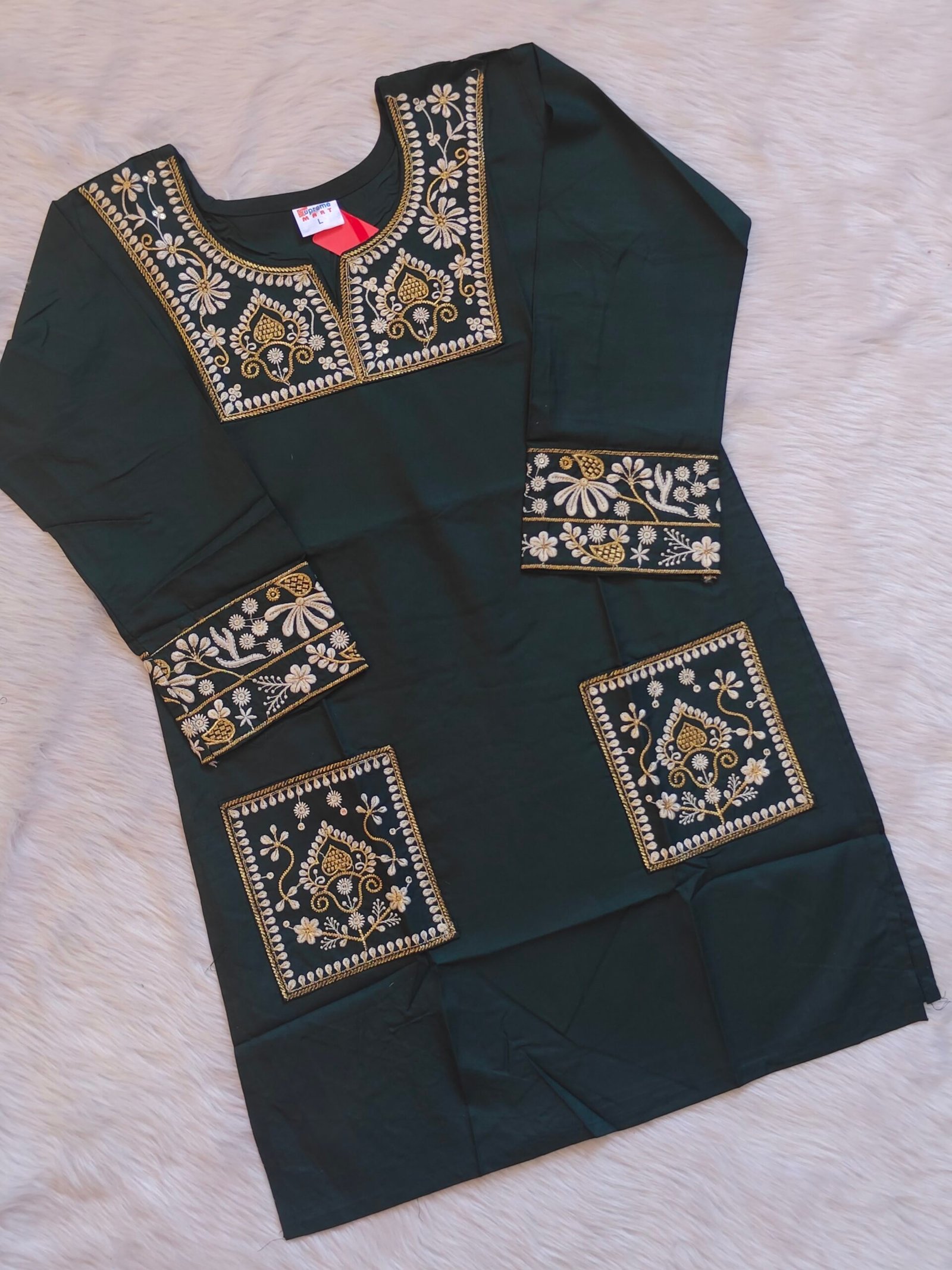 DARK GREEN SHORT KURTI