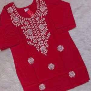 RED AND WHITE SHORT KURTI