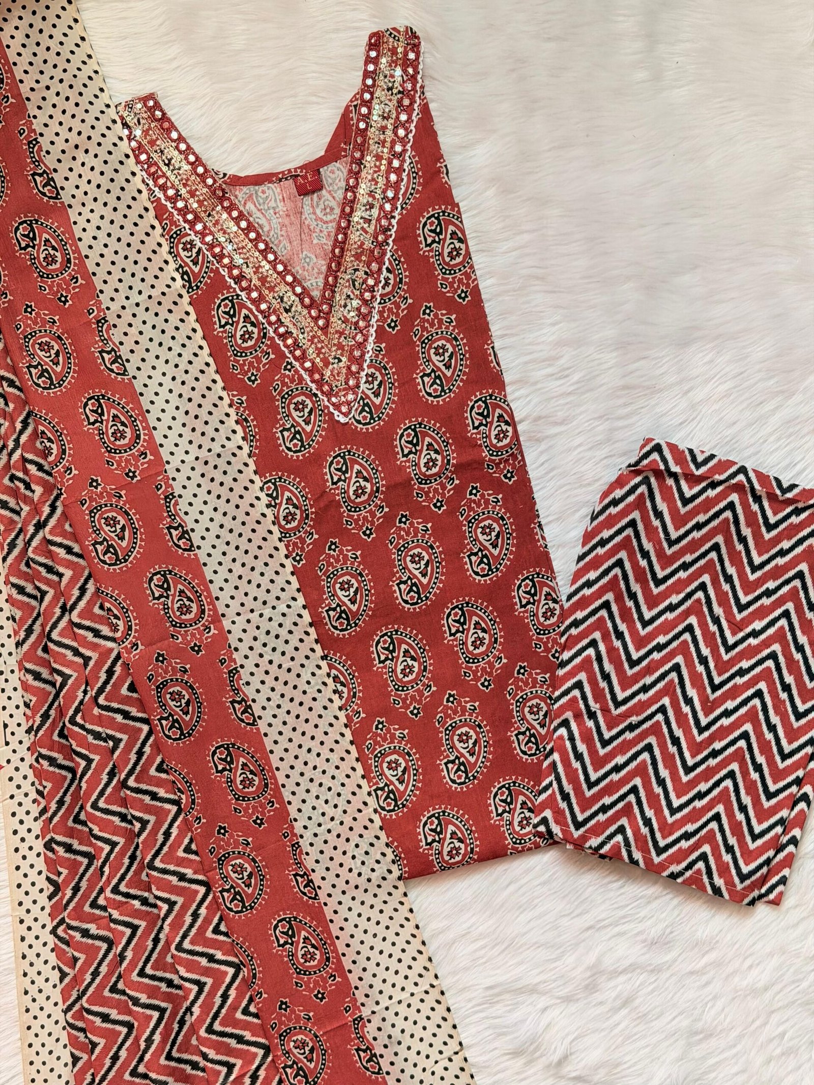 MAROON MAANGA COTTON SET