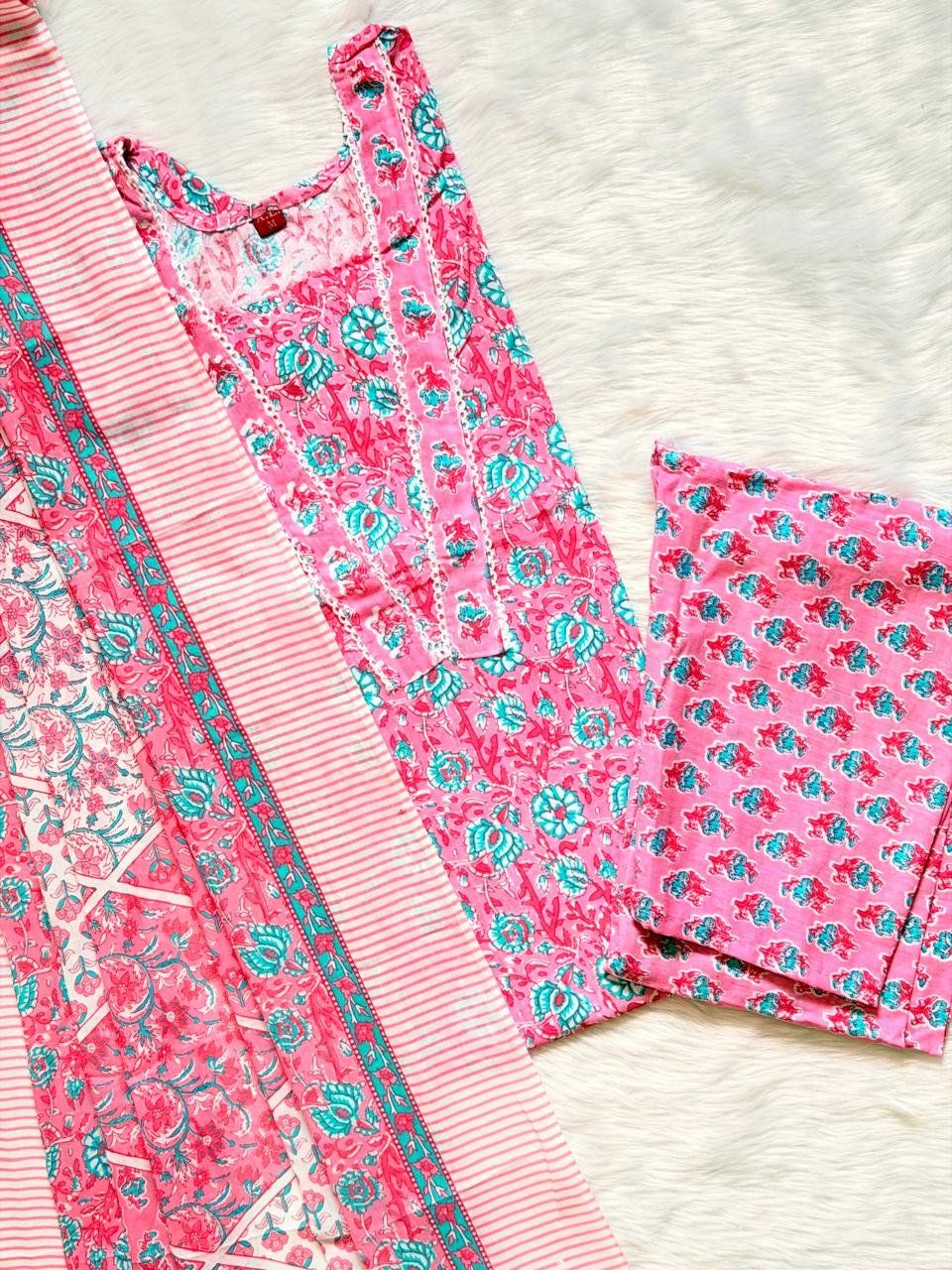 PINK AND GREEN COMBO COTTON SET