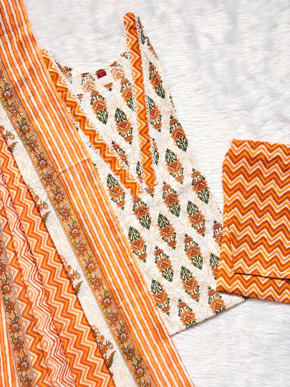IVORY ORANGY COTTON SET