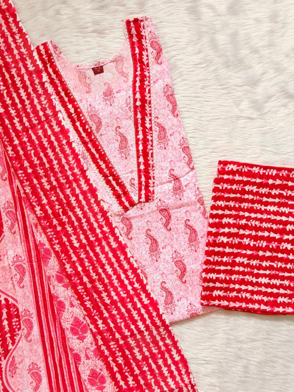 WHITE RED COMBO COTTON SET