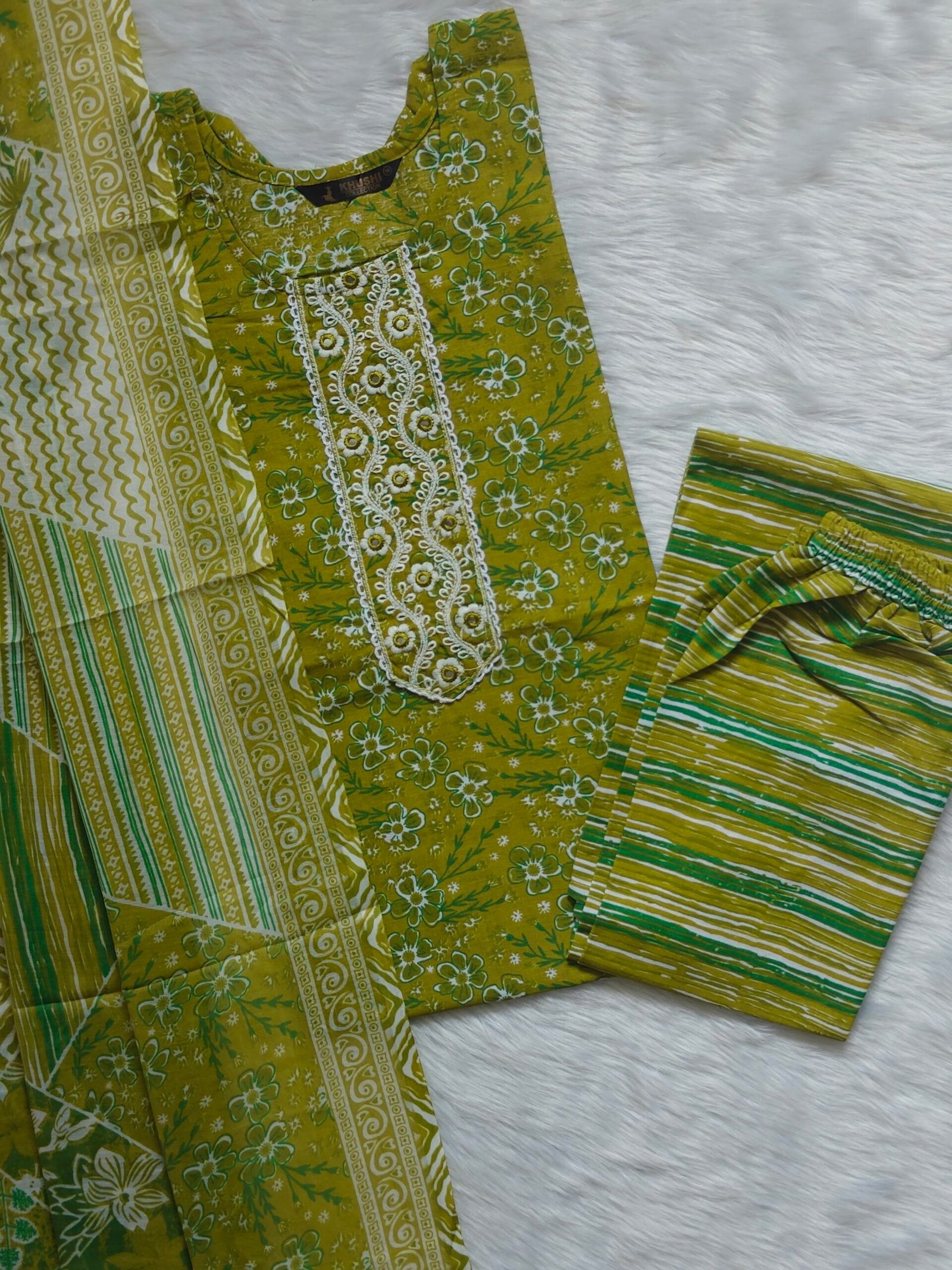 YELLOW GREEN COTTON SET