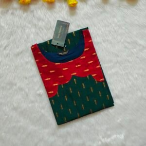 DARK GREEN RAWSILK KURTI